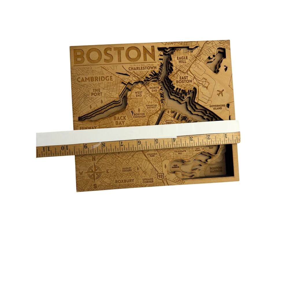 Boston MA 3D Layered Laser Cut Wood City Map Wall Art ~9in 2021 (78_L1)